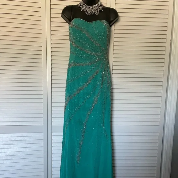 open lace back dress Royal Blue Chiffon Sweetheart Ruffle Tiered Long Prom Dress main image 1